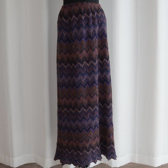 Zig Zag Knit Vintage Linda Lundstrom Wool Mohair Maxi Skirt Size 10 - Picture 2 of 7